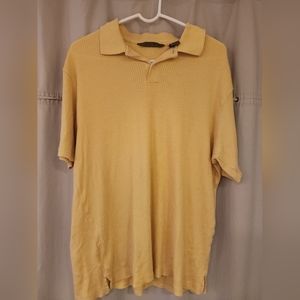 Vintage Men's Axist Yellow Short Sleeve Polo Shirt- large
